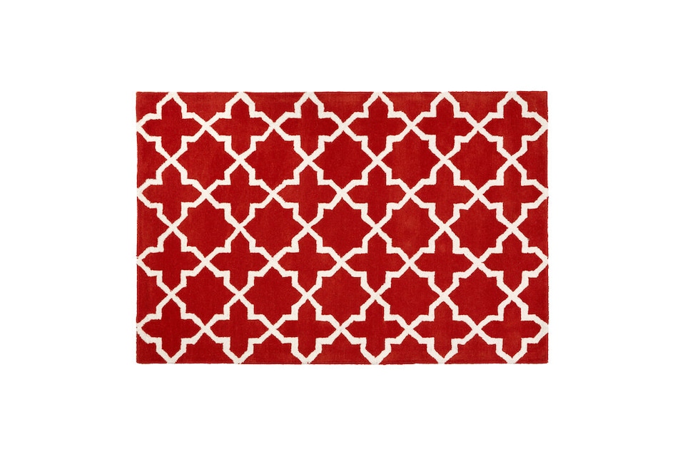 image 1 of Bosie Kensington Townhouse Small Orange Hand Woven Rug | White