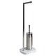 image 2 of Showerdrape Octavia White Marble & Chrome Toilet Roll Holder & Toilet Brush Combination