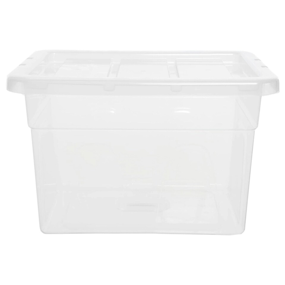 image 1 of 1 x 22 Litre Strong Clear Transparent Storage Container Ideal For Clothes & Books Clear