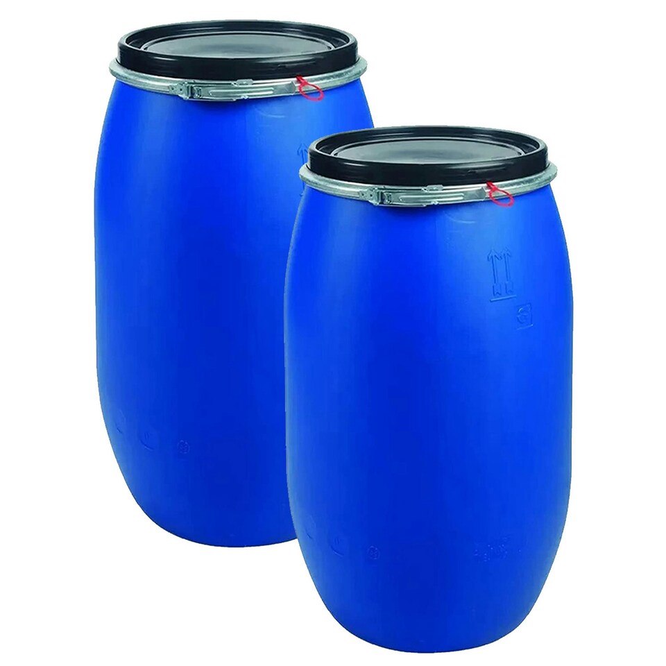 image 1 of 1 x 220 Litre Air Tight Food Grade Blue Open Top Keg Barrel With Ring Latch Blue