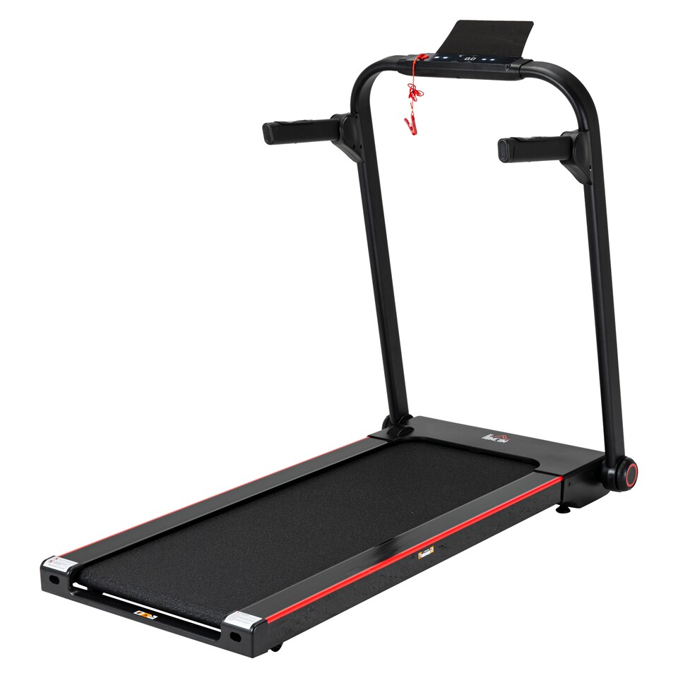 image 1 of HOMCOM Electric Folding Treadmill with Wheels, Safety Button and LED Monitor
