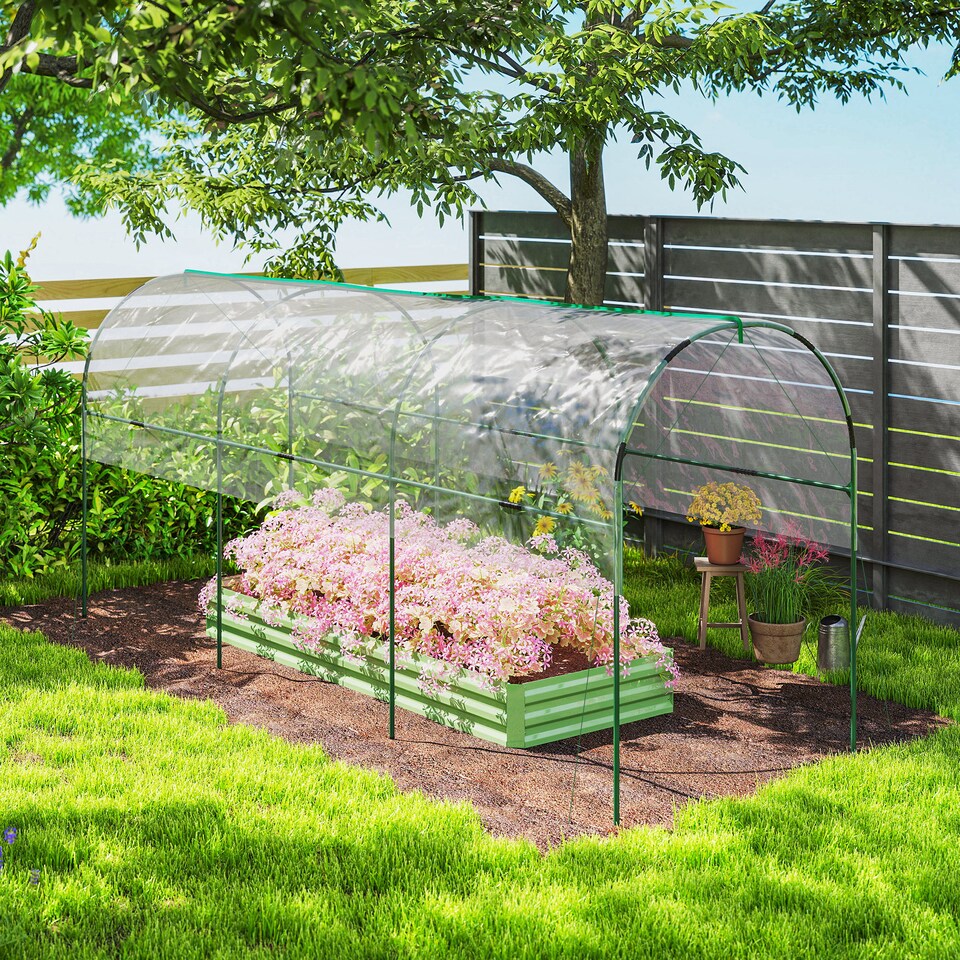 image 1 of Outsunny Tomato Greenhouse with Top Tap, Pointed Bottom and Guy Ropes, Clear