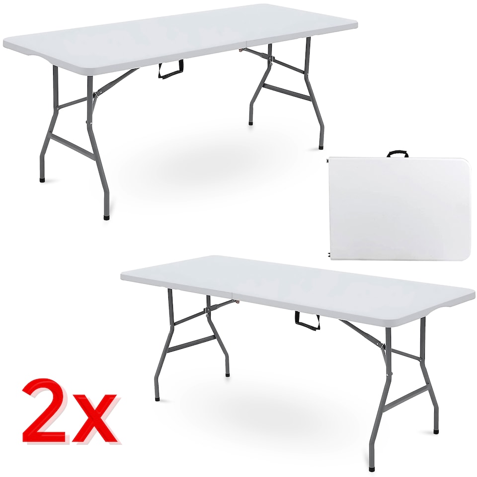 image 1 of 2x 6ft Heavy Duty Folding Trestle Tables Catering, Camping, Picnic, BBQ & Party Use