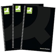 Q-Connect Hardback Wirebound Book, A5, Black, Pack of 3