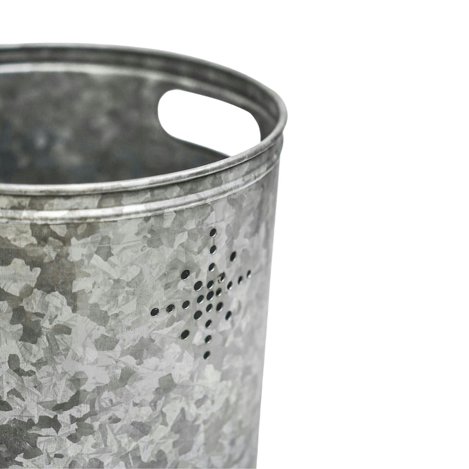 image 1 of Indoor Christmas Tree Bucket with Star in Galvanised Steel