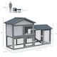 image 7 of PawHut Rabbit Hutch, Guinea Pig Hutch Outdoor Double Tier w/ Ramp, Grey