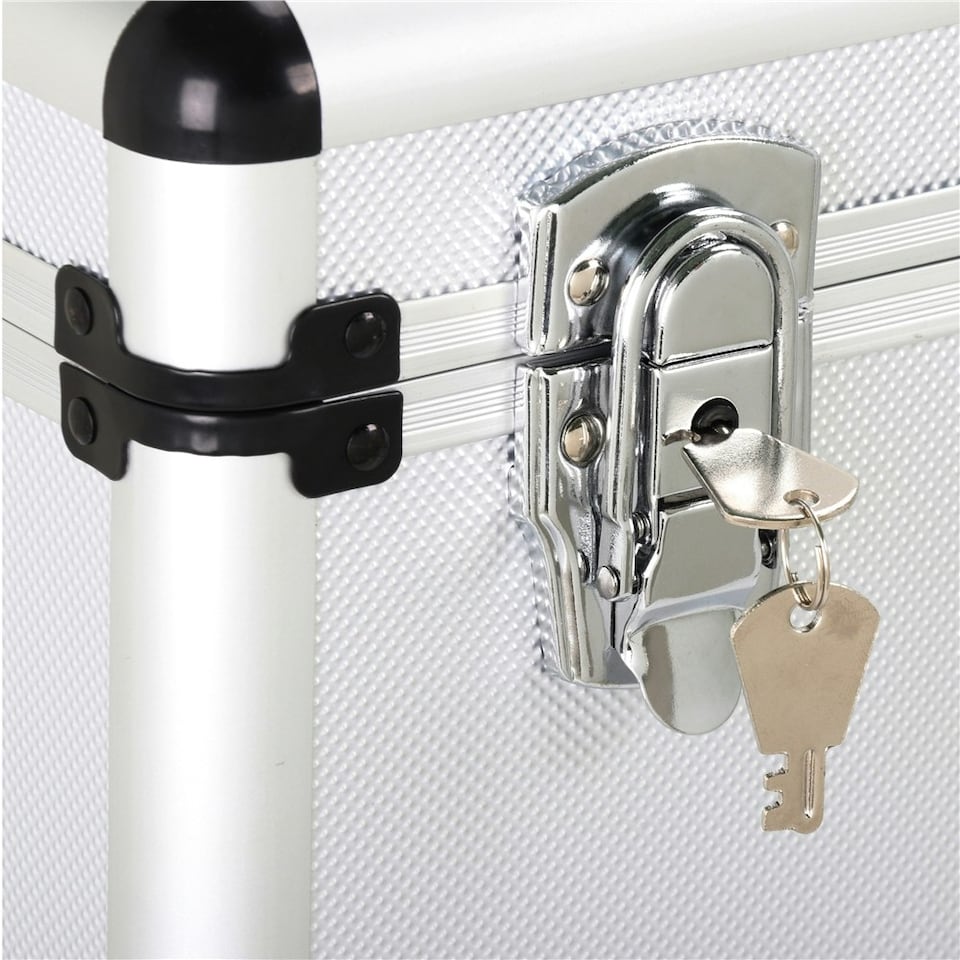 image 1 of Yaheetech Vinyl Storage Case with Lockable Latches Black Silver