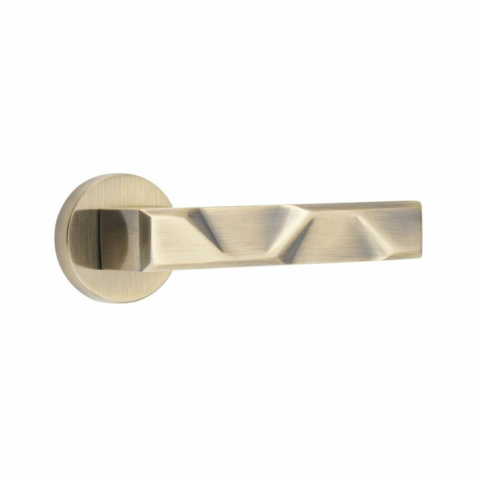 image 1 of Golden Grace 4 Pairs Modern Nova Design Premium Door Handles on Round Rose in Antique Brass Finish Bronze