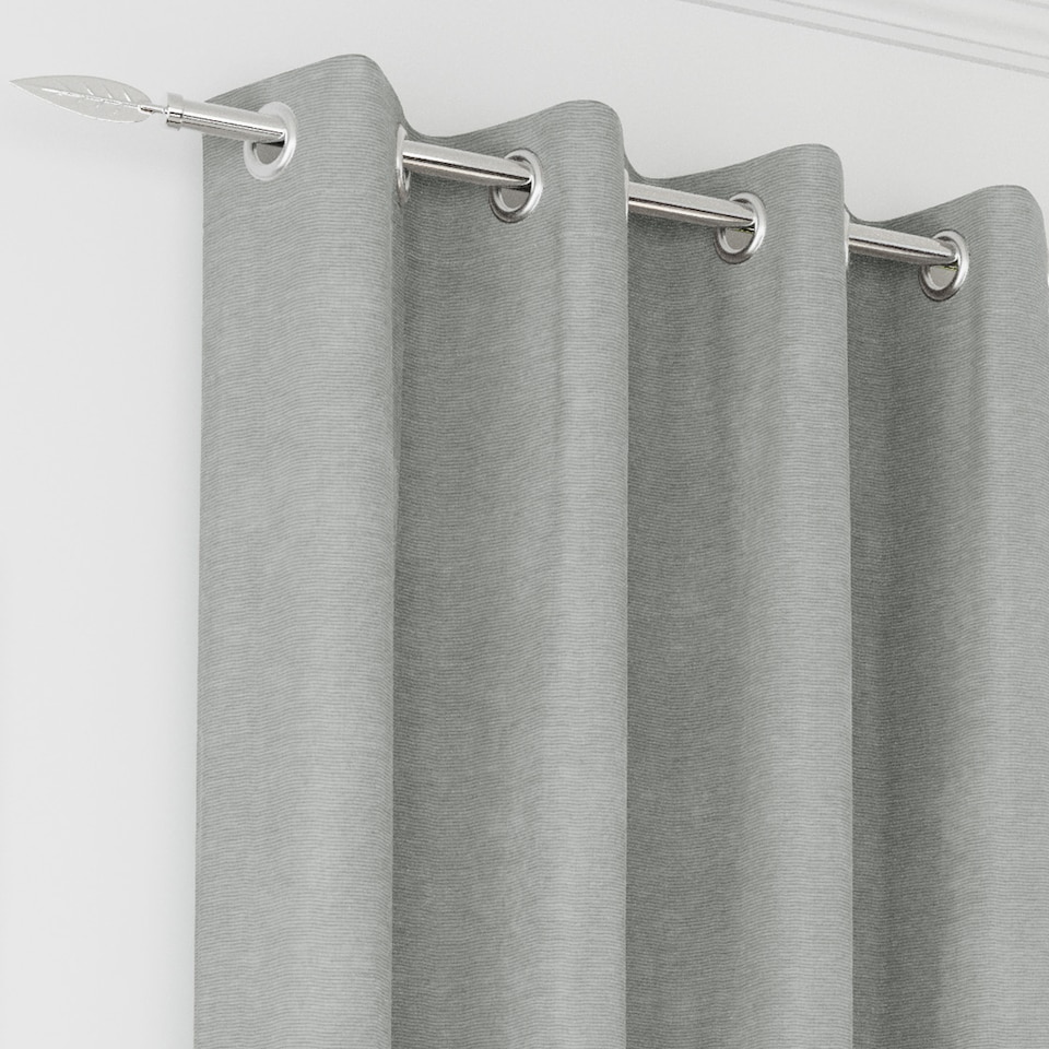 image 1 of Enhanced Living Knightsbridge Blackout, Thermal Grey Curtains with Eyelet Header (PAIR) - 66x72 inch (168x183cm) | Grey | Grey | 2