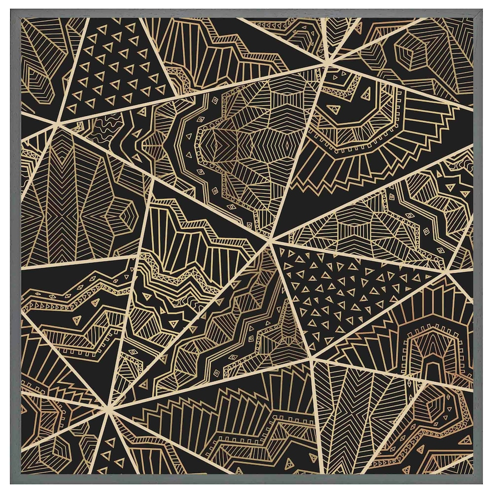 image 1 of Geometric triangles with patterns (Picutre Frame) Brown | XL