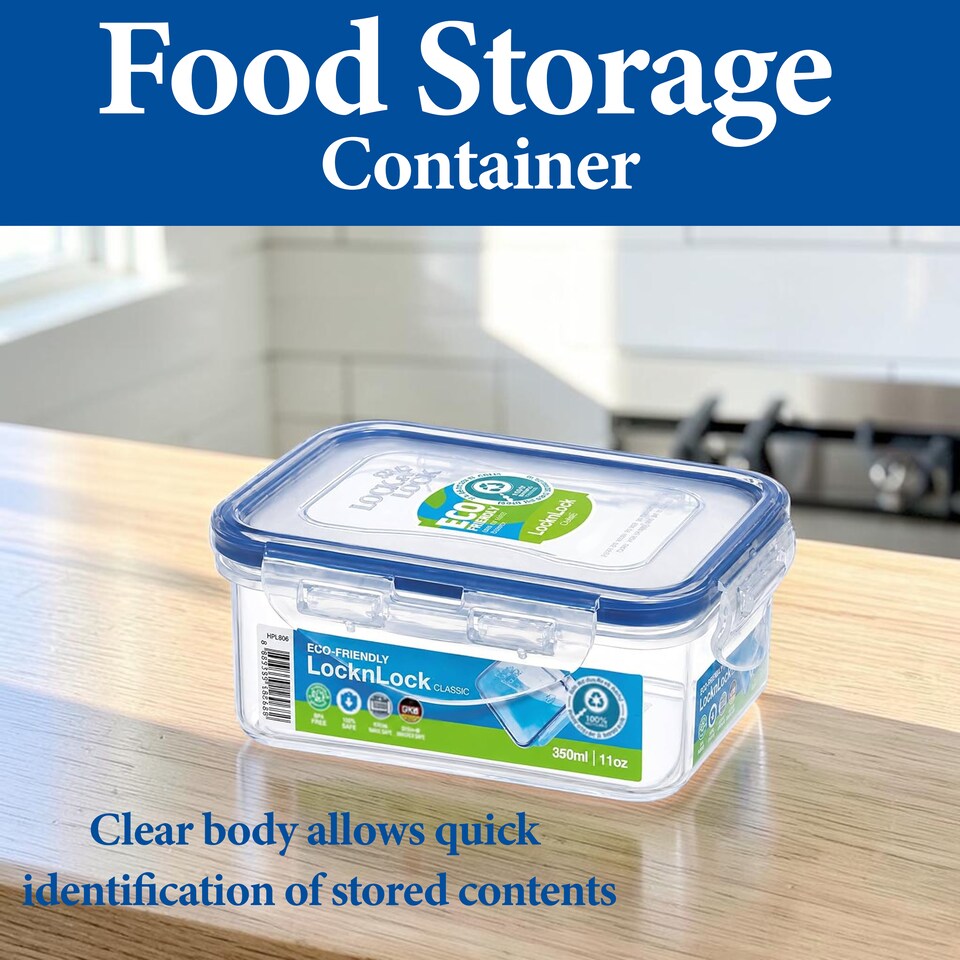 image 1 of LocknLock Classic Rectangular Food Storage Container Airtight BPA Free 350ml
