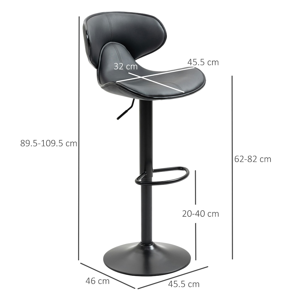 image 1 of HOMCOM Adjustable Swivel Bar Stools Set of 2, Barstools for Counter Bar, Grey
