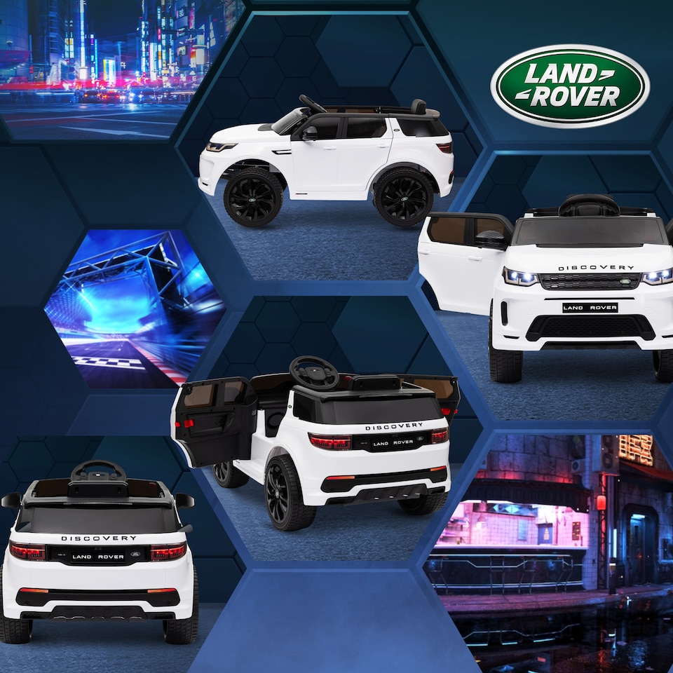 image 1 of AIYAPLAY Land Rover Discovery Sport Licensed Kids Electric Car, 12V Ride on Car with Remote Control, LED Lights, Music, Horn, for Ages 3-6 Years, White