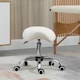 image 7 of HOMCOM Cosmetic Stool 360 Rotate Height Adjustable Salon Massage Spa Chair Hydraulic Rolling Faux Leather Saddle Stool Mobility, Cream