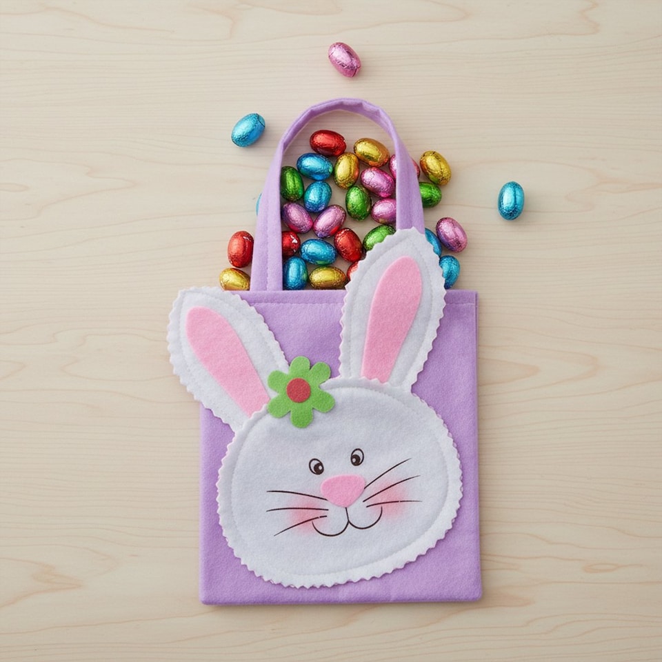 image 1 of Bunny Lavender Felt Easter Bag 23cm