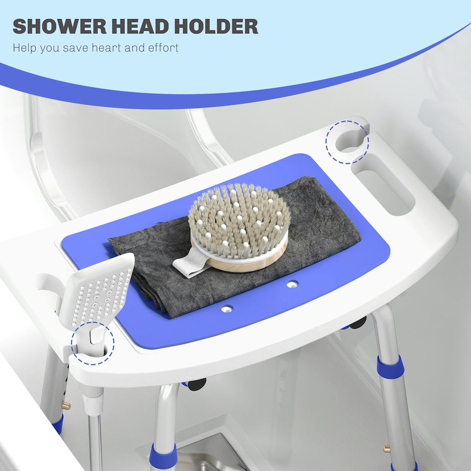 image 1 of HOMCOM Shower Stool for Elderly Disabled Adjustable Shower Stool Blue