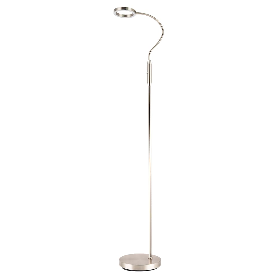 image 1 of Modern Nickel Task Floor Lamp with LED Halo Ring and CCT Memory Dimmer