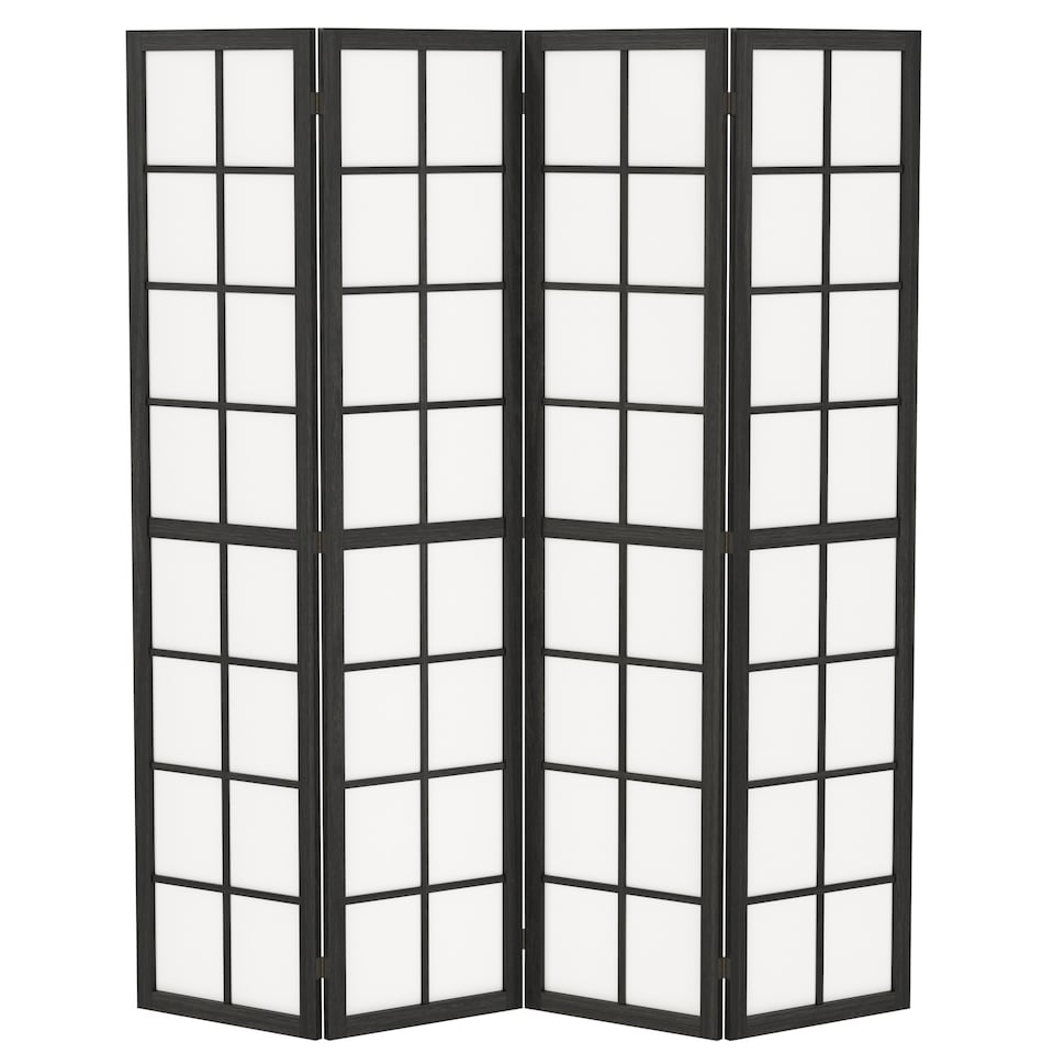 image 1 of HOMCOM Indoor Room Partition, 4 Panel Folding Room Divider, Black