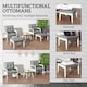 image 4 of Outsunny 5-Pieces Rattan Patio set with Acacia Wood Top Coffee Table | Grey | Grey | 1