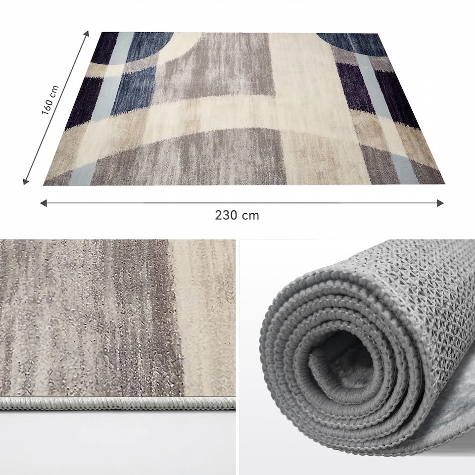image 1 of Short Pile Rectangular Arch Pattern Rug 160x230cm