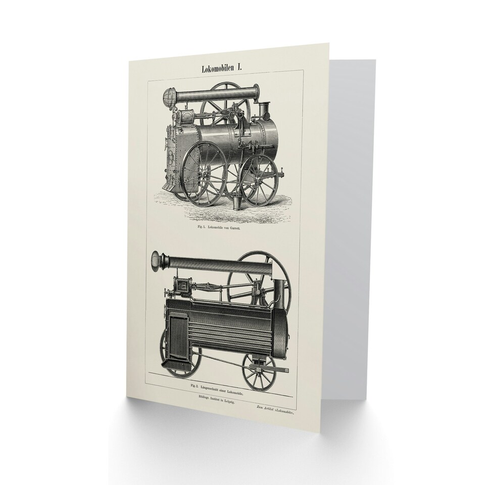 image 1 of Vintage Art Card Lokomobilen Locomotive Steam Train Engine