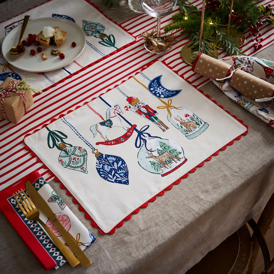 image 1 of Ulster Weavers Christmas Ornaments Placemat - Cotton - 2 Pack Multi