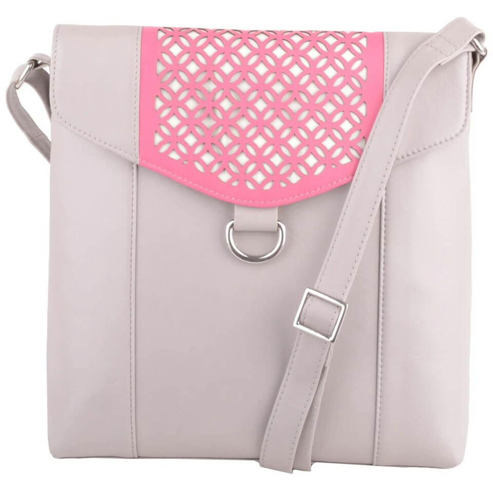 image 1 of Leather Magnetic Fastening Adjustable Strap Cross Body Shoulder Bag White | Ivory