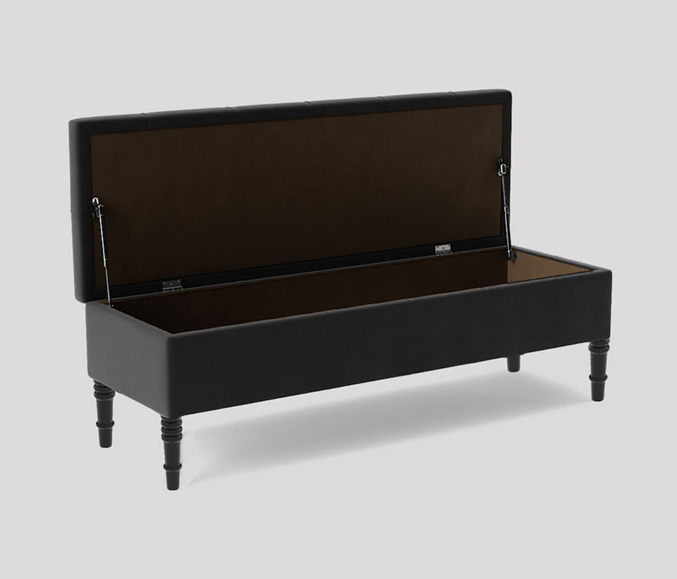 image 1 of Alyana 150cm Wide Tufted Rectangle Ottoman Storage Bench - Upholstery Velvet Shoe Bench with Turned Wooden Legs