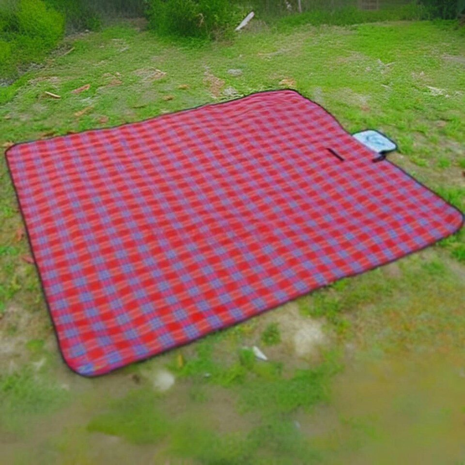 image 1 of Marco Paul Red Chequered Picnic Blanket 170cm Red