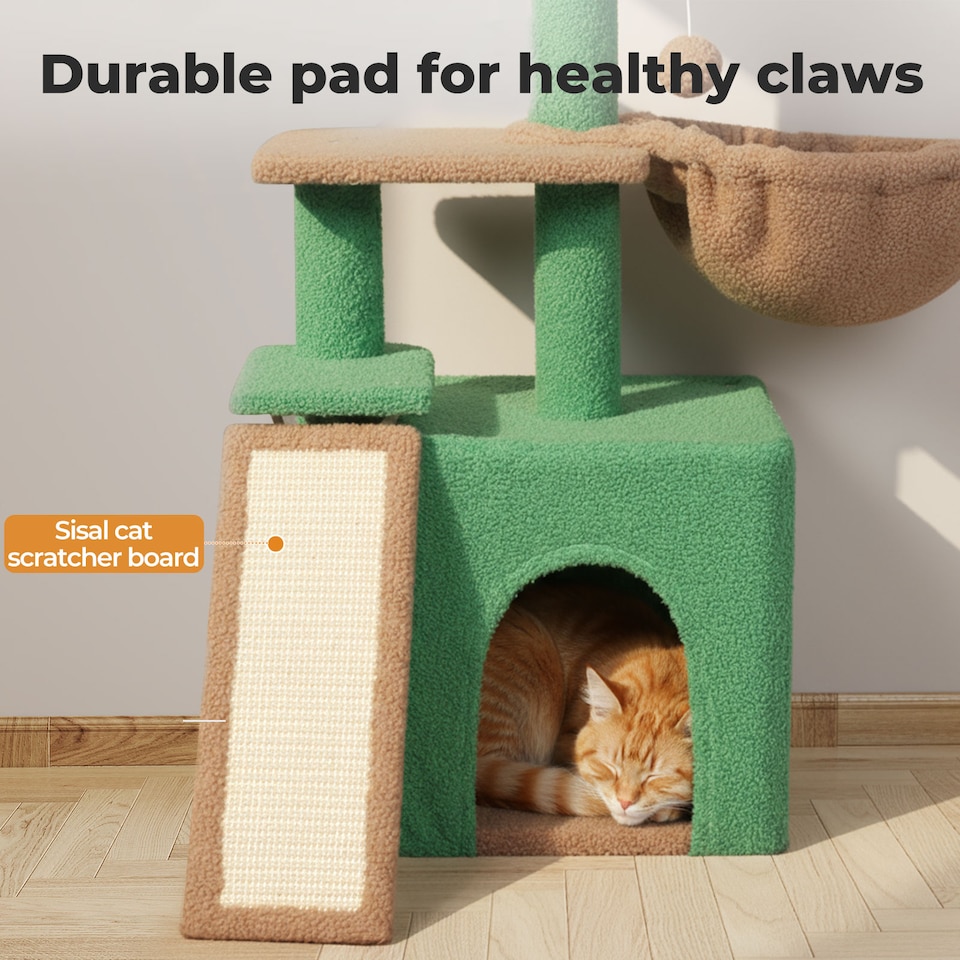 image 1 of Skylos Multi-Level Cat Tree Tower with Condo Hammock Plush Activity Centre