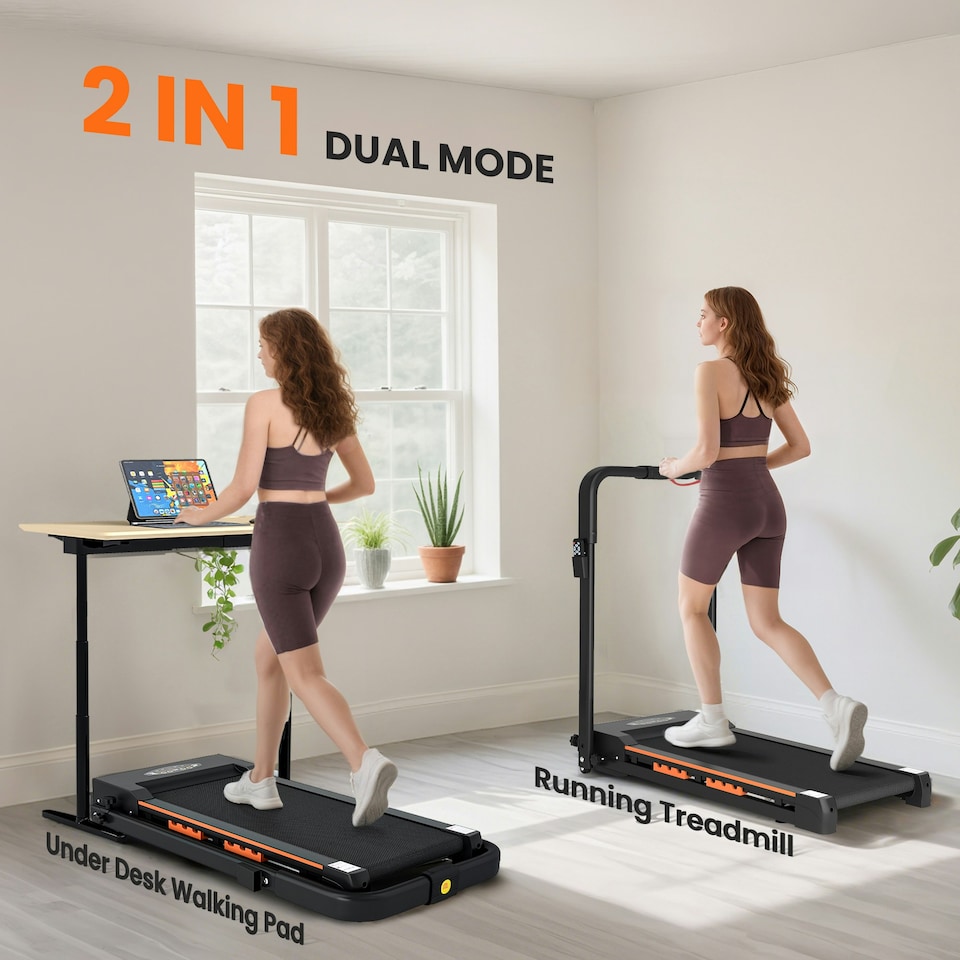 image 1 of HOMCOM 1-6 km/h Folding Motorised Treadmill Walking w/ Remote Control Black