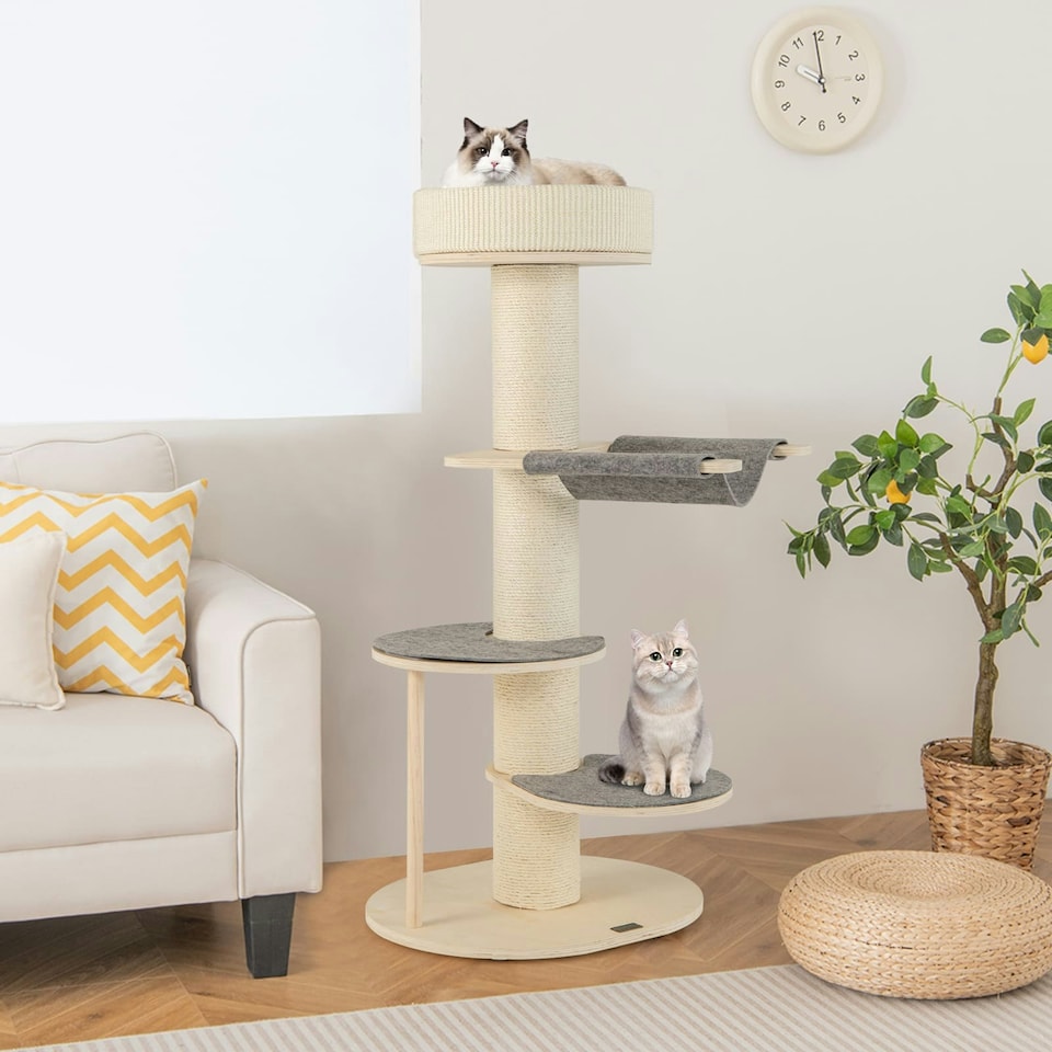 image 1 of COSTWAY Cat Tree 120 CM Multi-layer Cat Tower with Hammock