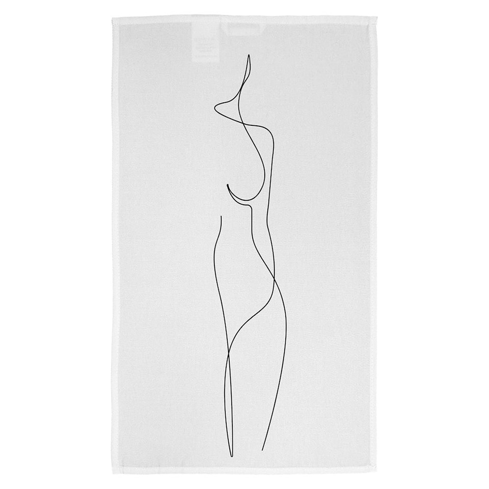 image 1 of line art drawing of woman (Kitchen Towel)