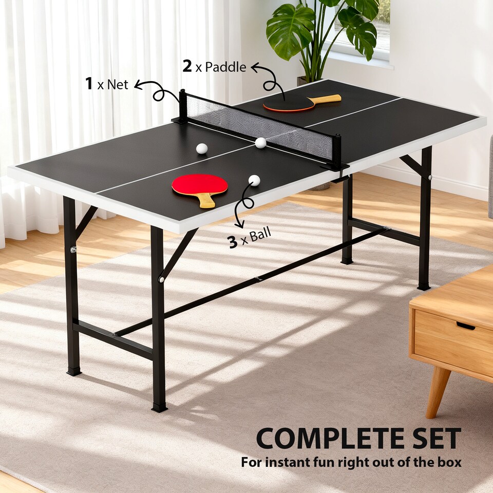 image 1 of SPORTNOW 5ft Mid-Size Table Tennis Table for Indoor Game, Black