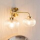 image 4 of ValueLights Amaia Brushed Gold IP44 Rated 2 Way Clear Ribbed Glass Wall Light
