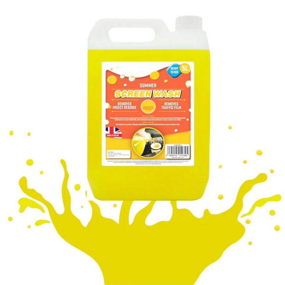 image 1 of 2 x 5L Summer Screen Wash Bright Yellow Removes Insect Residue & Traffic Film