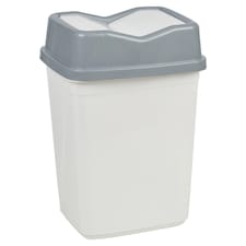 Plastic Waste Recycling Bin With Butterfly Lid for Kitchen or Office | White | 5L Grey/White