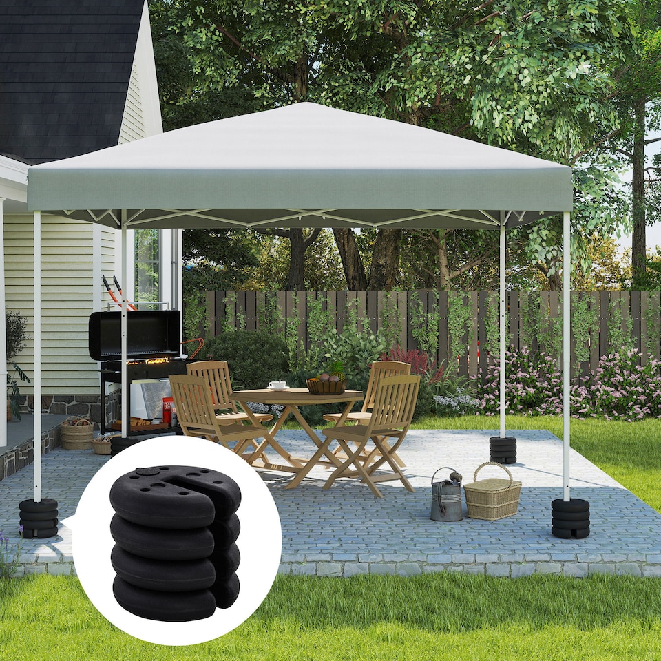 image 1 of Outsunny Set of 4 Canopy Tent Weight Sand Fillable Strong Plastic | Black