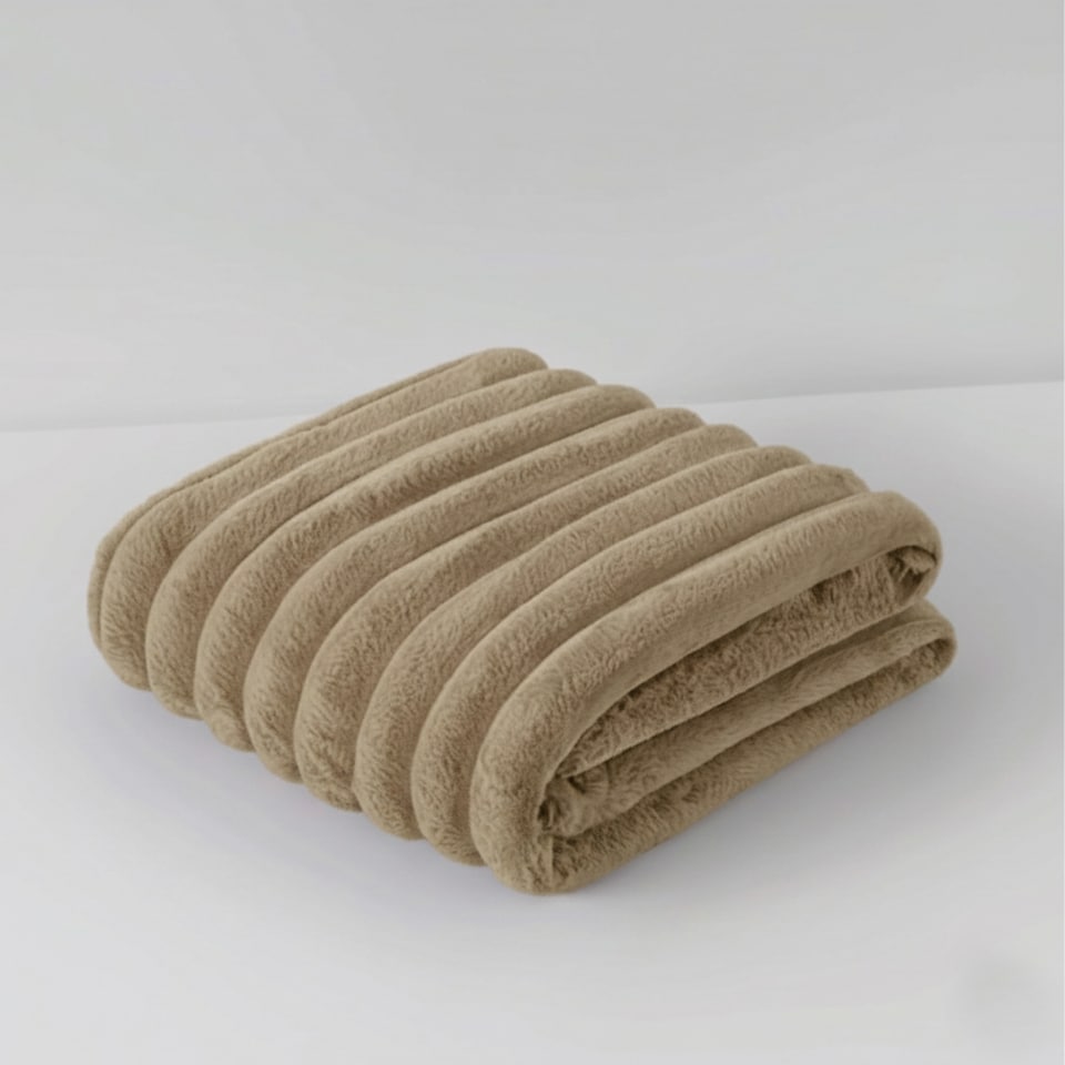 image 1 of Chunky Ribbed Mink Throw Ultra Soft Warm Elegant Blanket for Sofa Or Bed