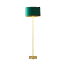 ValueLights Charlie Gold Floor Lamp Green Velvet Gold Shade | Gold
