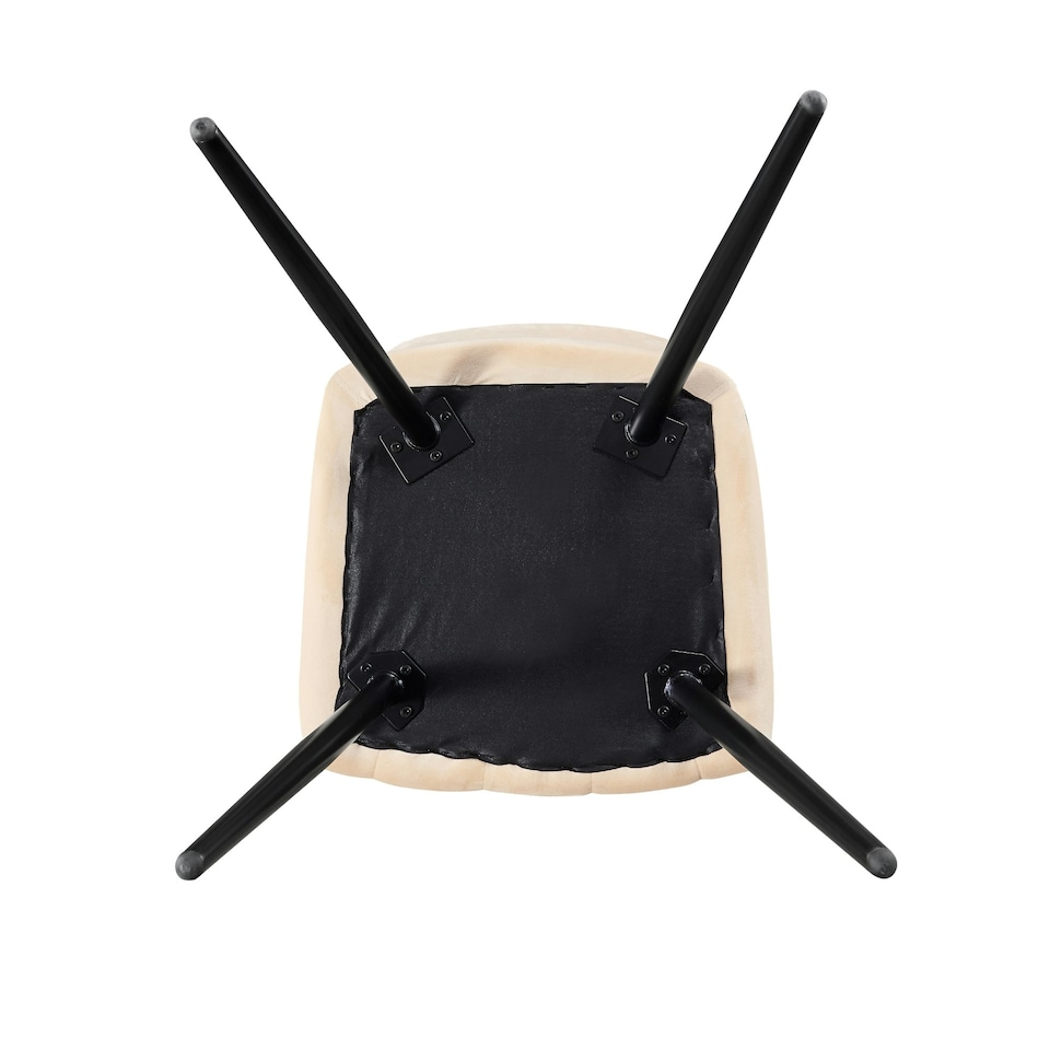 image 1 of Set of 2 Camden Modern Velvet Dining Chairs with Armrests, Quilted Design & Black Metal Legs Cream