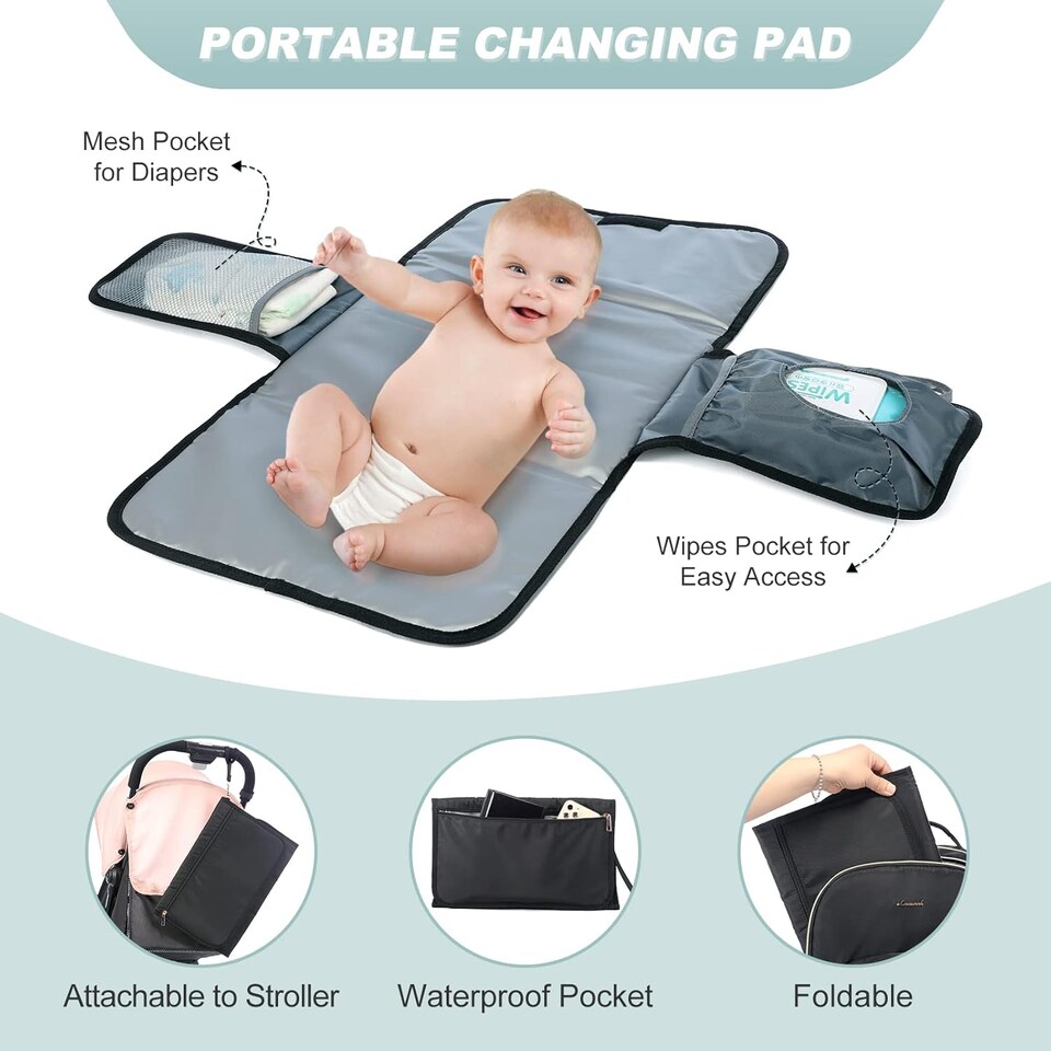 image 1 of LOVEVOOK Nappy Bag Backpack, Quilted Baby Bag with Changing Pad & Pacifier Holder, Waterproof Travel Nappy Bags for Baby Boys Girls, Stylish and Large Capacity, Black