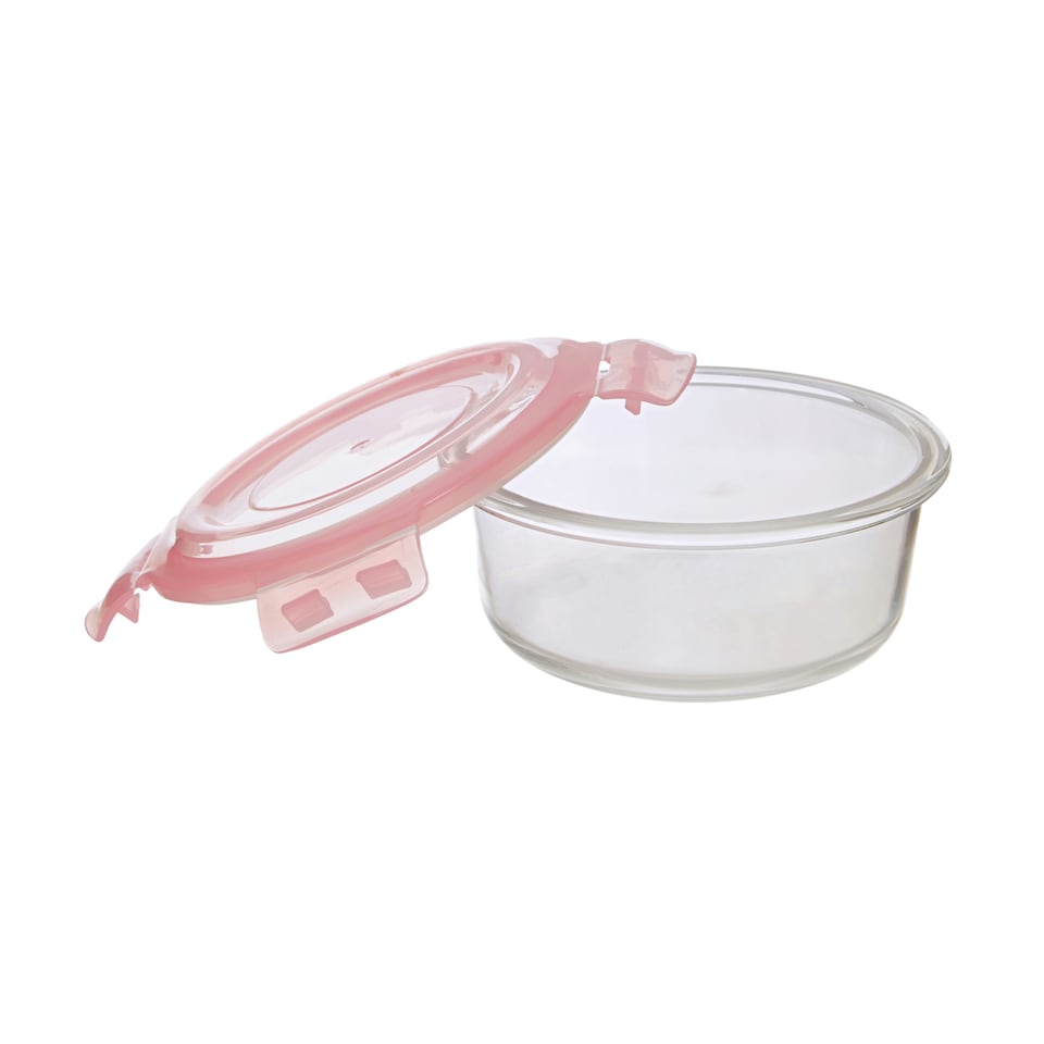 image 1 of Interiors by Premier 620ml Round Food Storage Container, BPA-Free PP Pink Lid Kitchen Food Storage Container, Food Containers