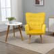 image 6 of HOMCOM Modern Accent Chair, Upholstered Tufted Wingback Armchair with Seat Padding, Velvet Leisure Lounge Bedroom Chair with Wood Legs, Yellow