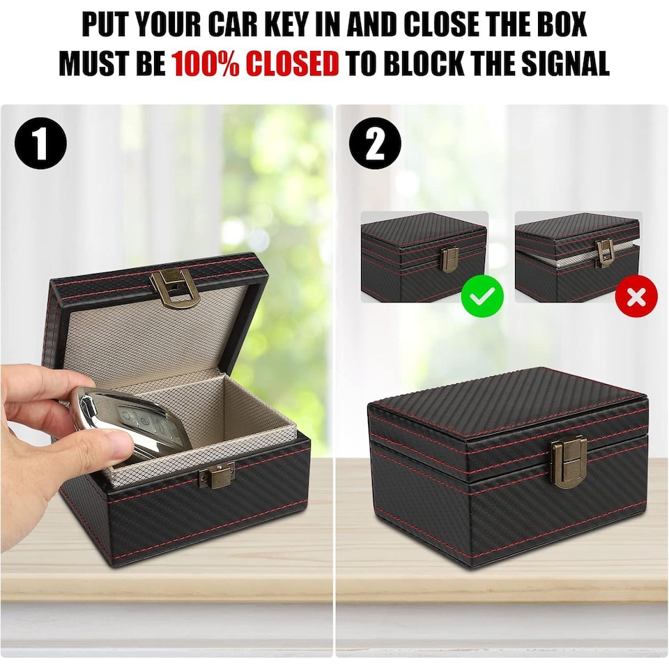 image 1 of DYZI RFID Faraday Box with 2 Signal Blocking Pouches for Car Keys Black