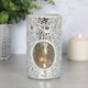 image 2 of Something Different Crackle-Effect Pillar Oil Burner - Silver - One Size