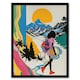 image 1 of Fun Bright Sun Mountains Abstract Girls Bedroom Hike Black Framed Wall Art Print A4