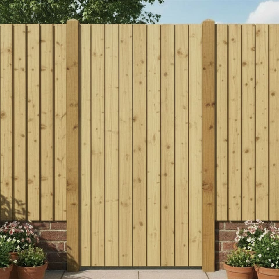image 1 of Flat Top Wooden Garden Gate 6ft x 3ft Feather Edge Fully Framed Treated Door