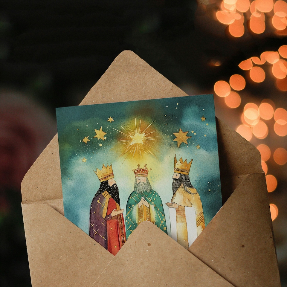 image 1 of Star Of Bethlehem Three Kings Wise Men Blank For Him Or Her Art Xmas Festive Christmas Card