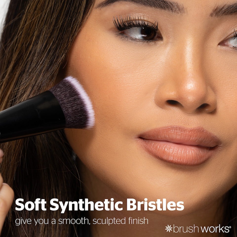 image 1 of Brushworks No. 11 Flat Top Contour Brush | Black